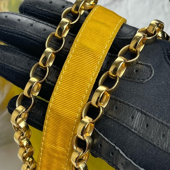 Vintage RARE Fendi Ombré Green and Yellow Canvass with Gold Chain Strap - Picture 5 of 15